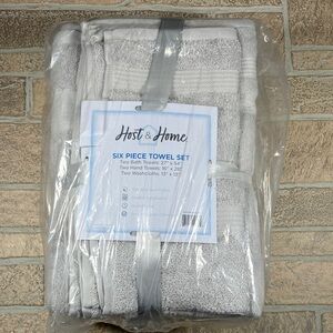 NEW Host & Home Cotton Luxury 6-Piece Bath Towel Set Titanium Grey